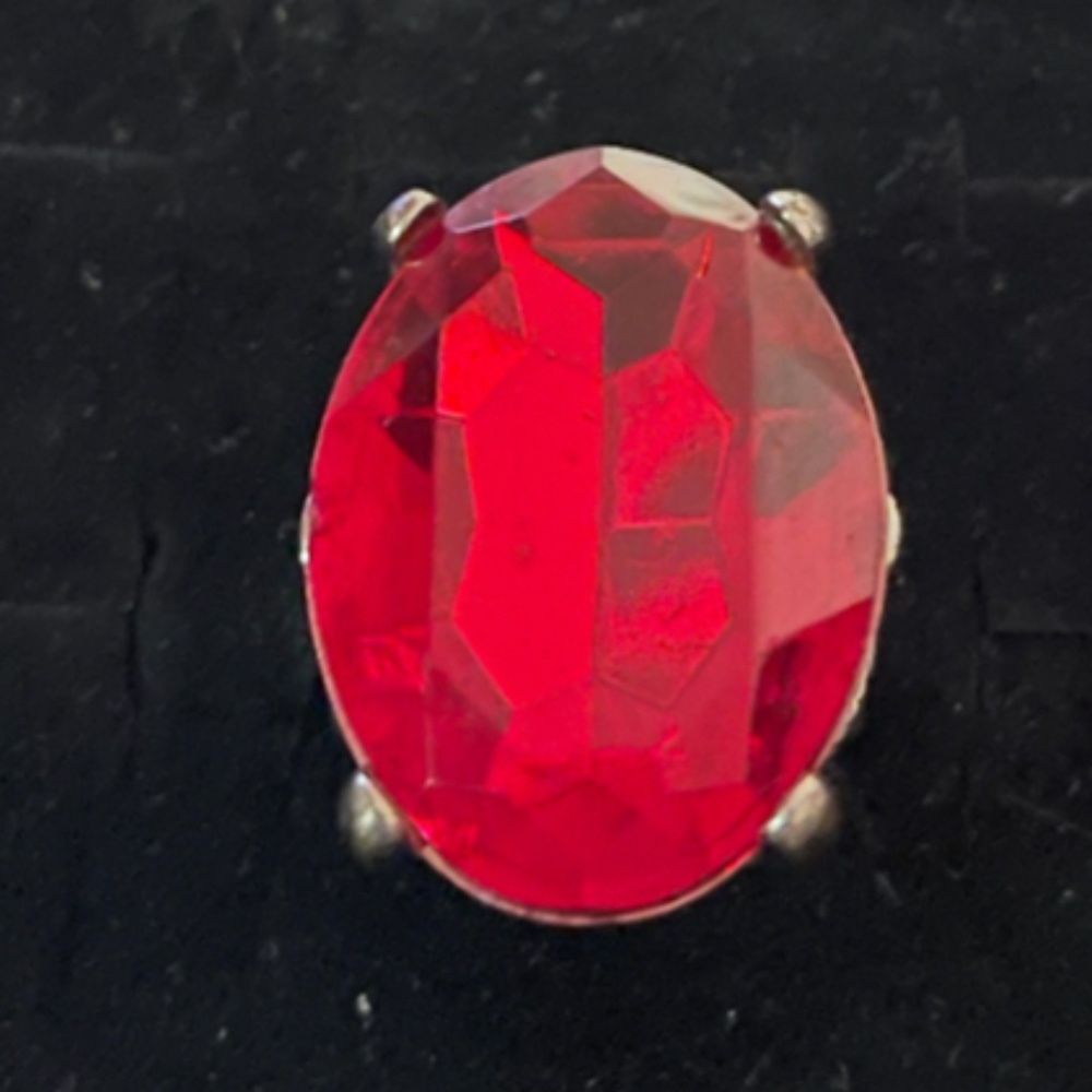 Adjustable Red and Silver Ring